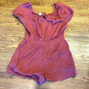 Aerie AE Puff Sleeve Cinched Waist Romper NWT XL